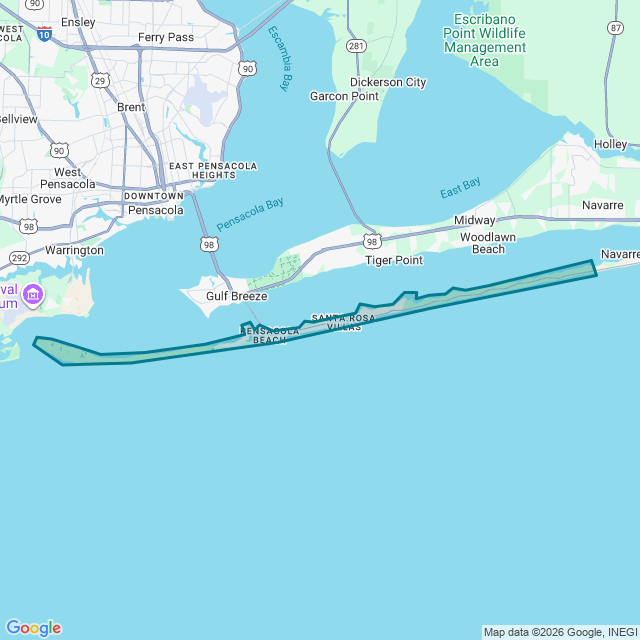 Map of Pensacola Beach