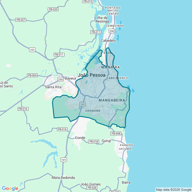 Map of João Pessoa