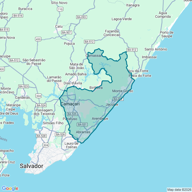 Map of Camaçari