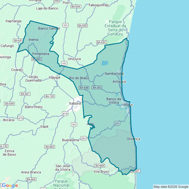Map of Ilhéus