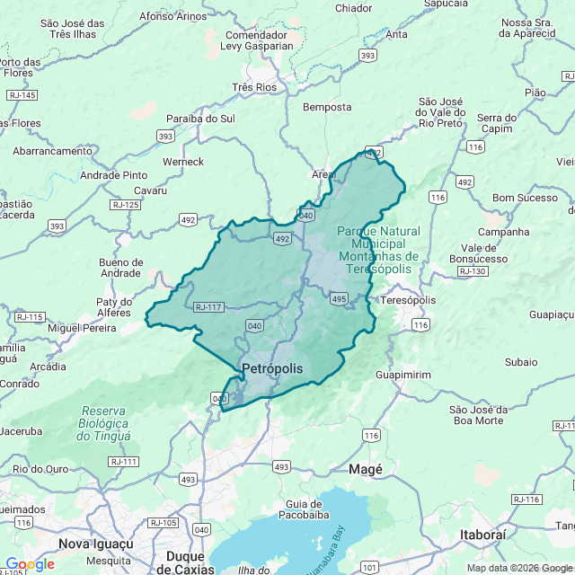 Map of Petrópolis