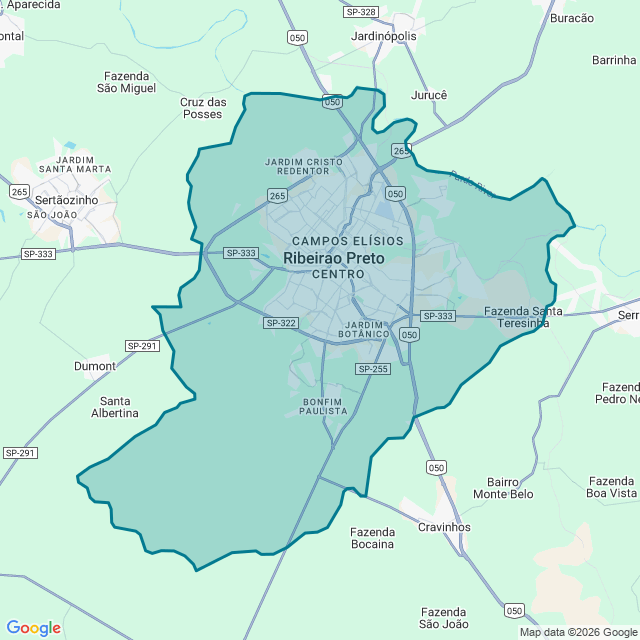Map of Ribeirão Preto