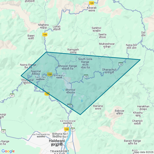 Map of Bhowali–Nainital
