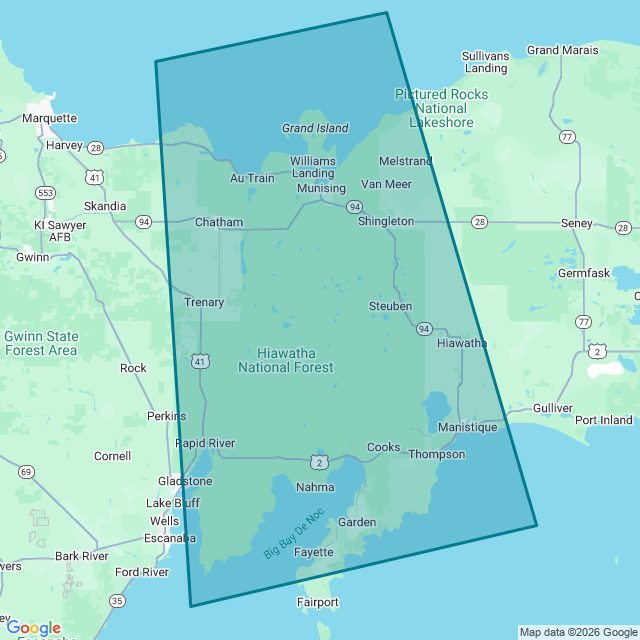 Map of Hiawatha National Forest
