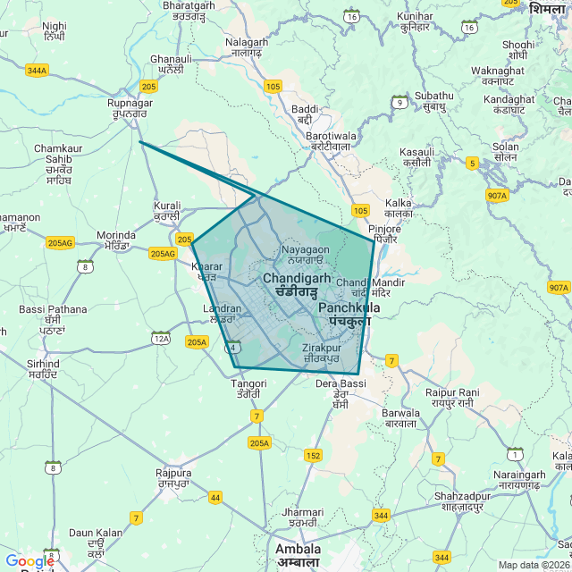 Map of Chandigarh