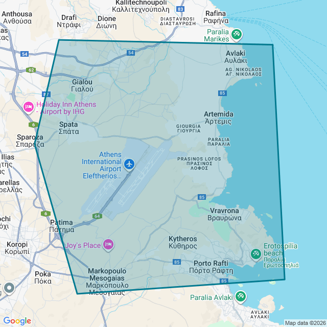 Map of Eastern Athens