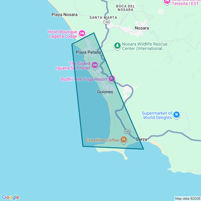 Map of Playa Guiones Sur