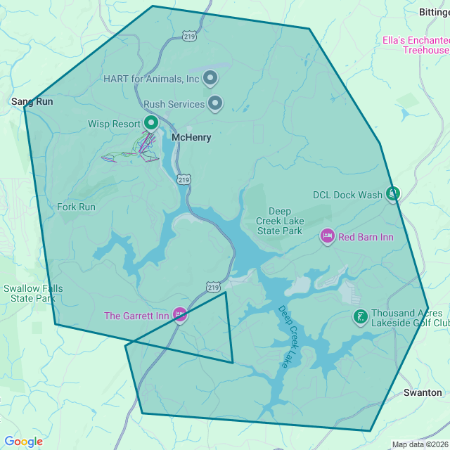 Map of Deep Creek Lake