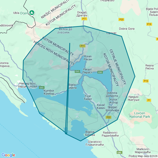 Map of Kotor-Tivat