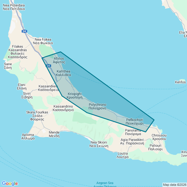 Map of Kassandra East Coast