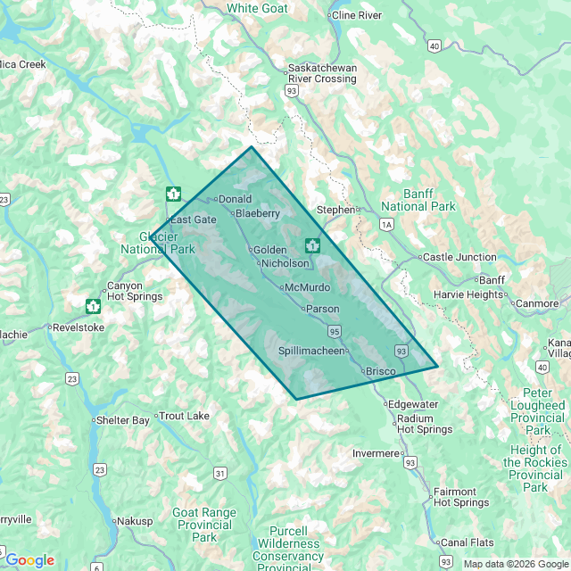 Map of Kootenay Rockies