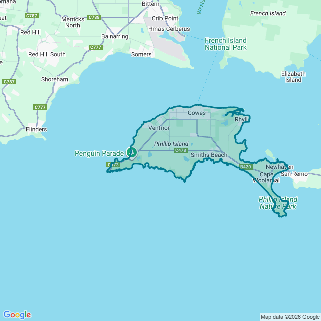 Map of Phillip Island