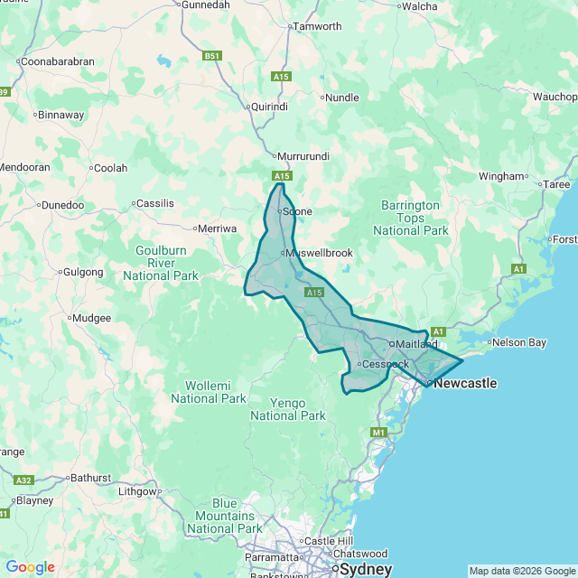 Map of Hunter Valley