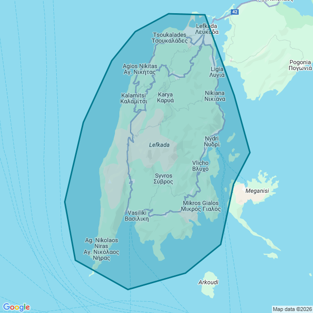 Map of Lefkadas
