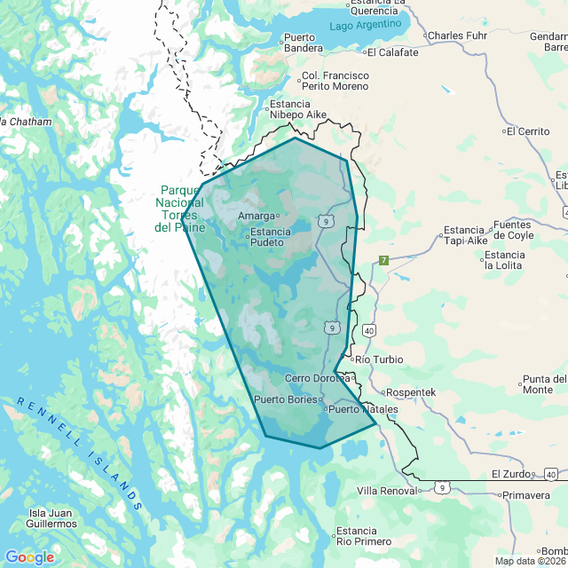 Map of Torres Del Paine National Park
