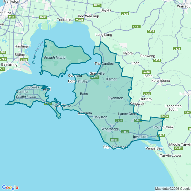 Map of Phillip Island