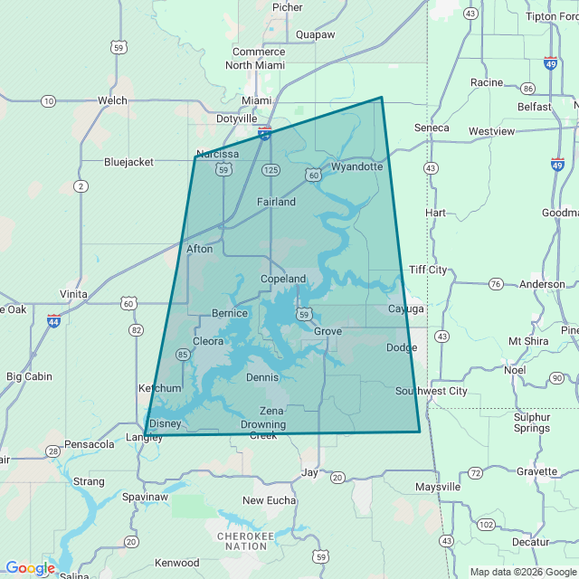 Map of Grand Lake O' The Cherokees