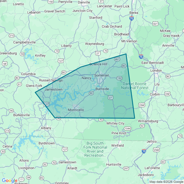 Map of Lake Cumberland