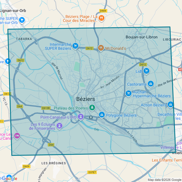 Map of Beziers