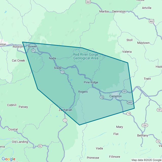 Map of Red River Gorge