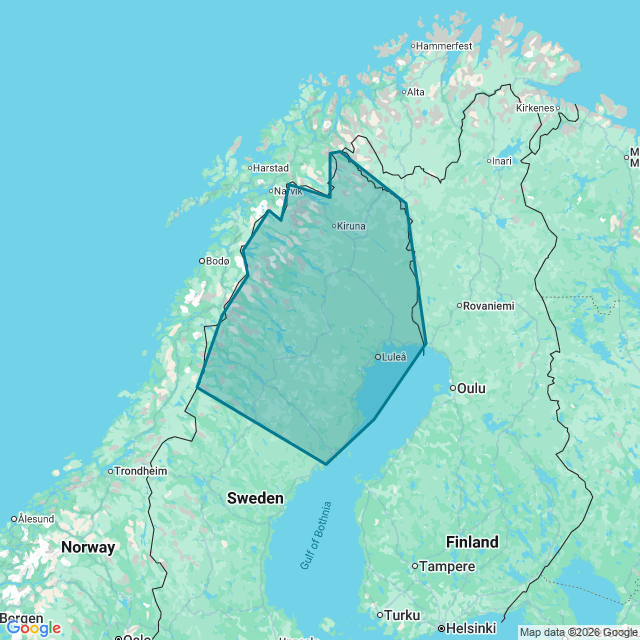 Map of Swedish Lapland