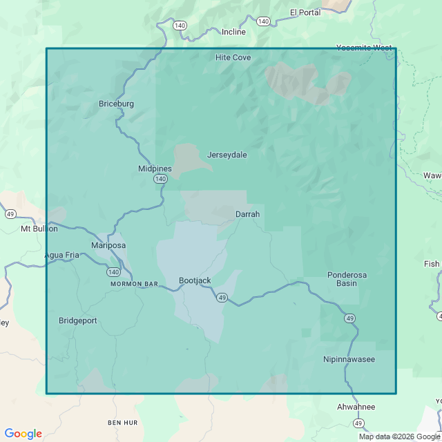 Map of Yosemite – Mariposa Region