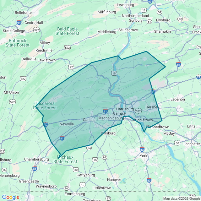 Map of Harrisburg-Carlisle
