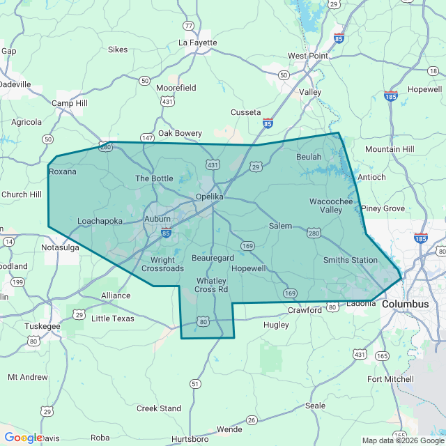 Map of Auburn-Opelika
