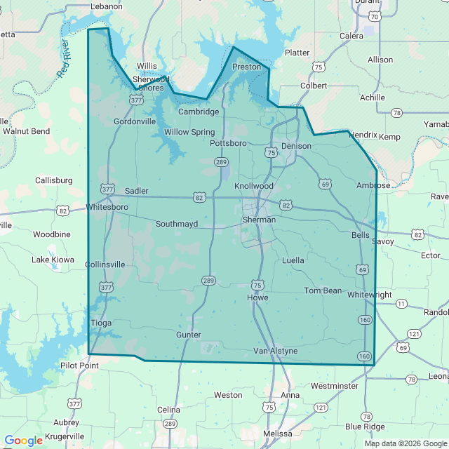 Map of Sherman-Denison