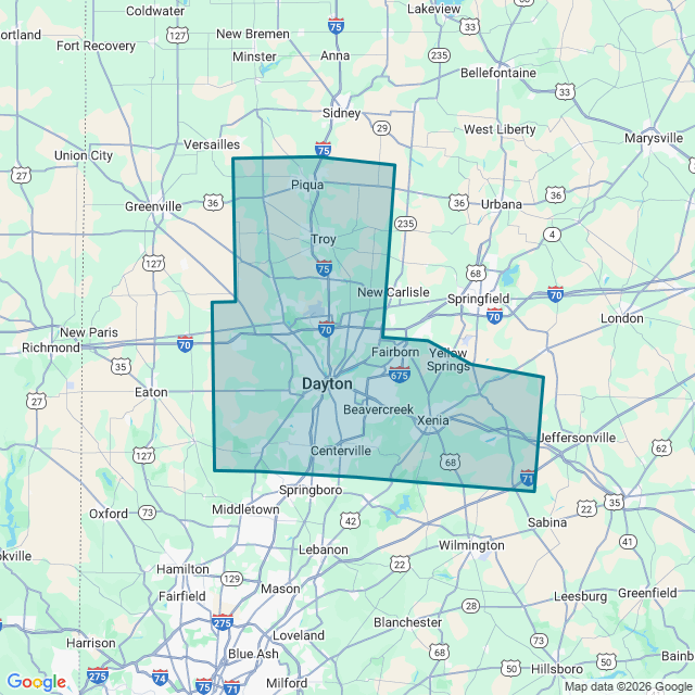 Map of Dayton-Kettering