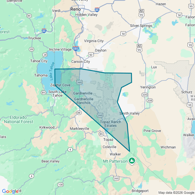 Map of Gardnerville Ranchos