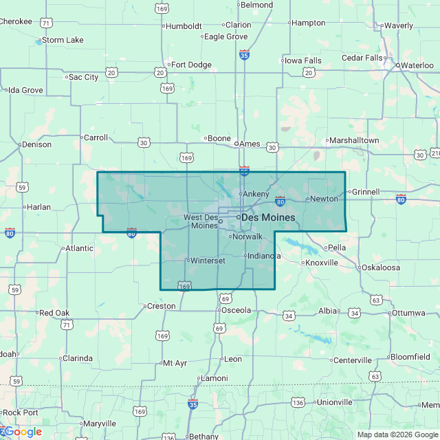Map of Des Moines-West Des Moines