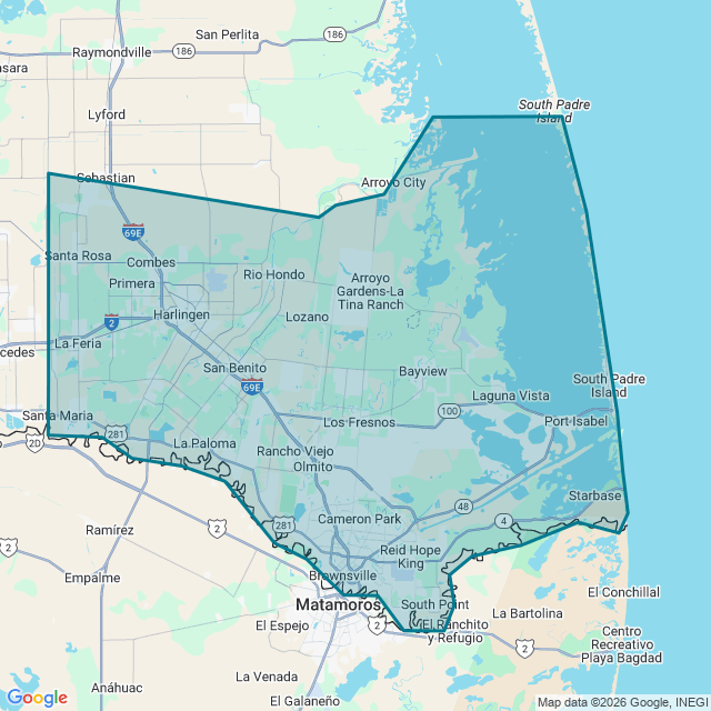 Map of Brownsville-Harlingen