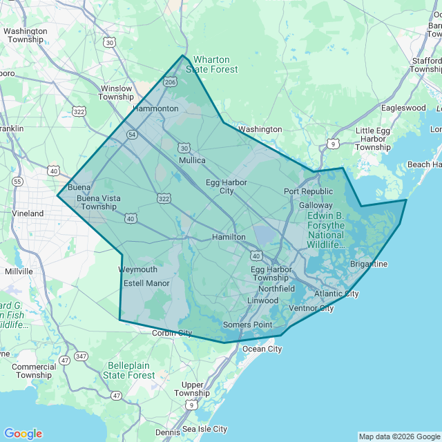 Map of Atlantic City-Hammonton