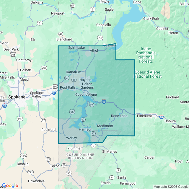 Map of Coeur D'Alene