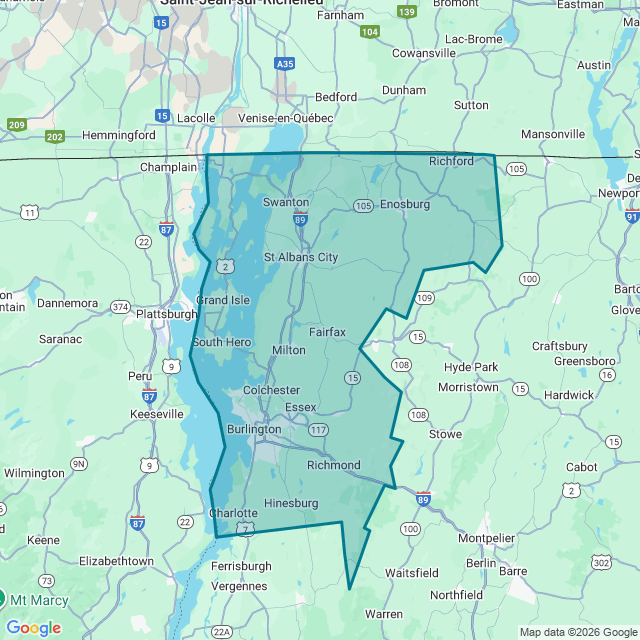 Map of Burlington-South Burlington
