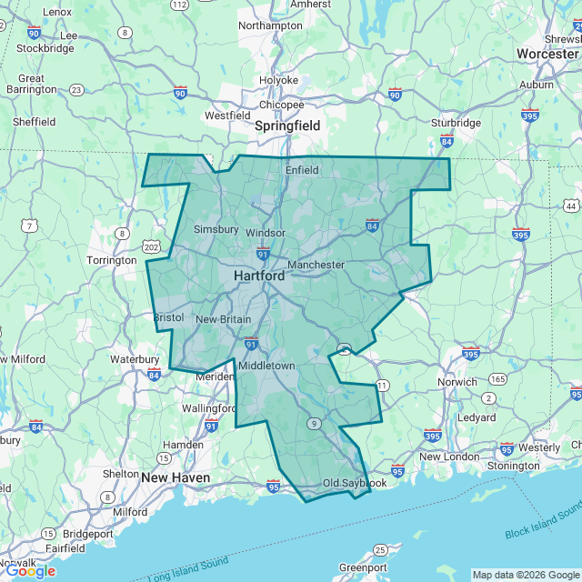 Map of Hartford-East Hartford-Middletown