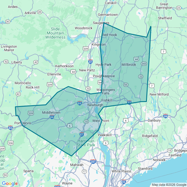 Map of Poughkeepsie-Newburgh-Middletown
