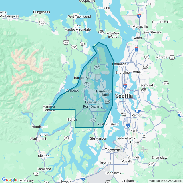 Map of Bremerton-Silverdale-Port Orchard