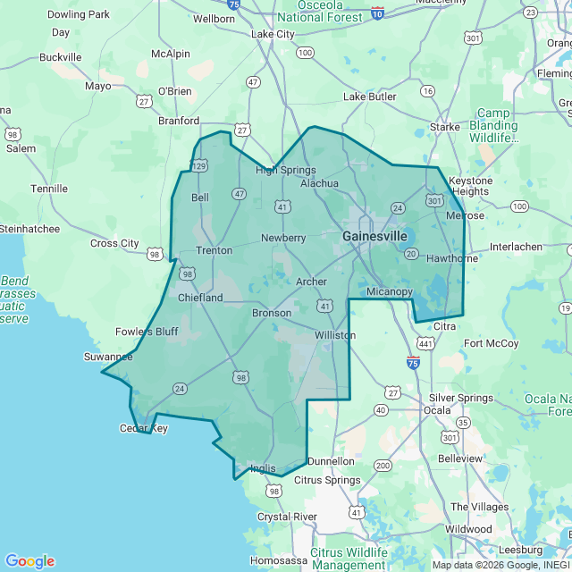 Map of Gainesville