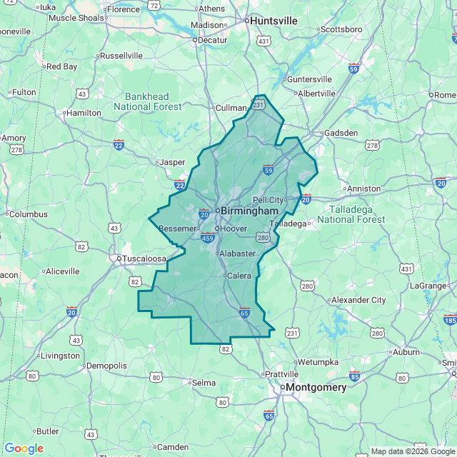Map of Birmingham-Hoover